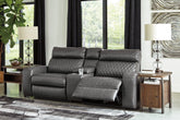 Prime Furniture - Ashley Furniture - Samperstone Sectional - 2-Piece Power Reclining Sectional Loveseat / Gray - 55203S5